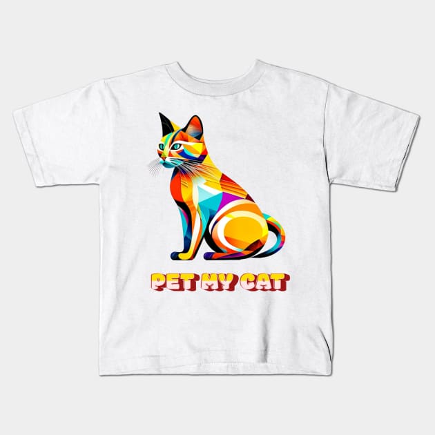 Pet my cat Kids T-Shirt by Elysium Studio